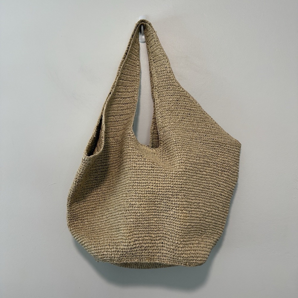 J. Crew NWT Large Handknotted Natural Straw Tote - Picture 4 of 9